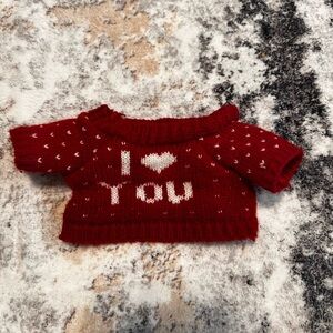 Red Knitted I heart you Sweater for Doll or Plushie
